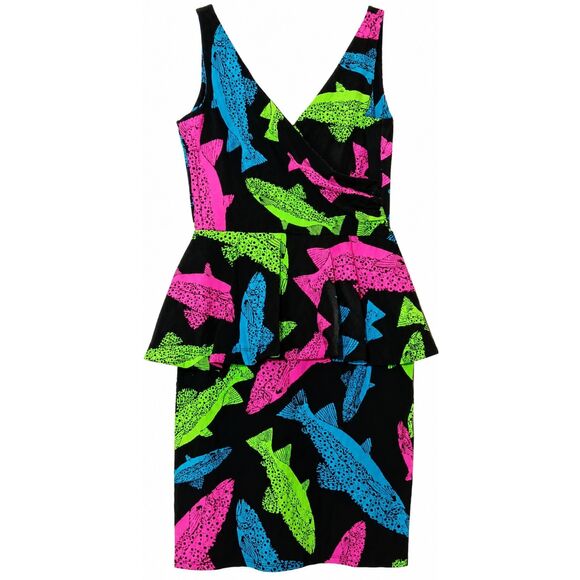 Betsey Johnson Dresses & Skirts - 90's vintage betsy Johnson trout fish dress neon green pink stretch